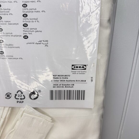 Ikea LENDA Curtains with tie backs 55x98" 1 pair white 301.119.78 - NEW Open Bag - Picture 6 of 8